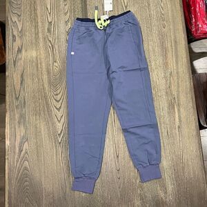 NWT Figs Mari Skinny Jogger Scrub Pants Drawstring Elastic Waistband Blue XS